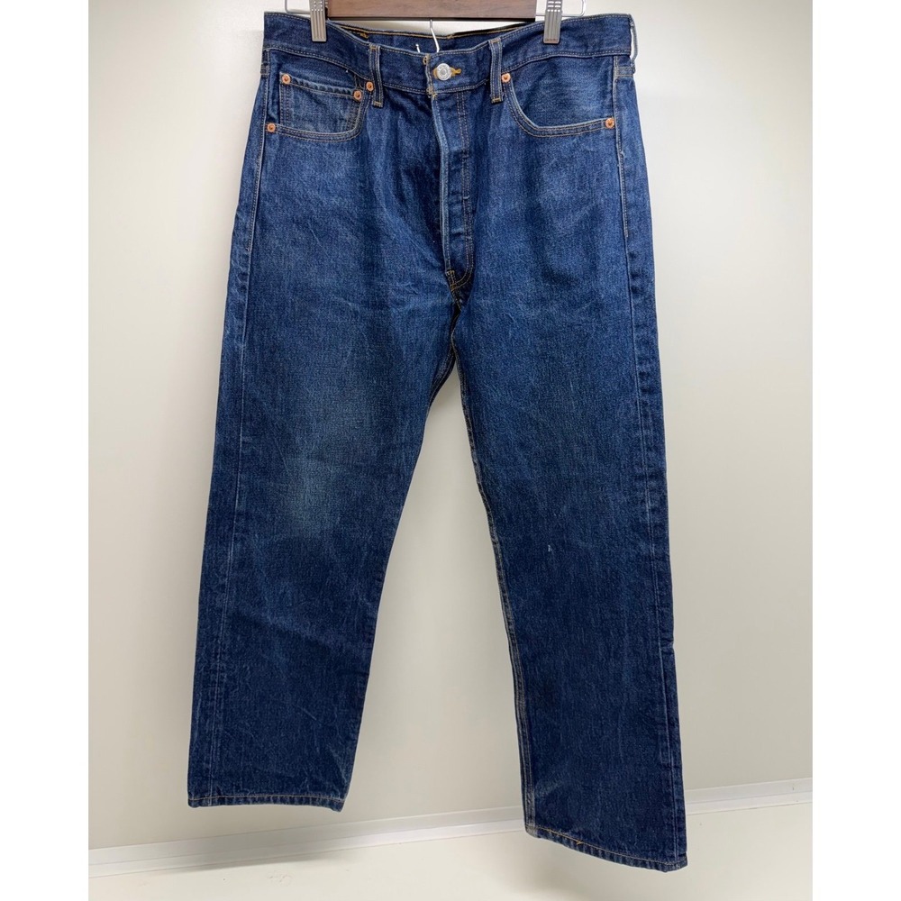 Vintage Levi's 501 Made in USA Button Fly Straight Leg Blue Jeans Men's 35x31